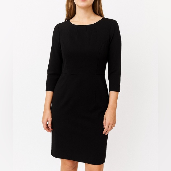 Talbots Black Pleated Classic Sheath Dress Size 8 - Picture 1 of 6